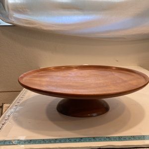 Oregon Myrtlewood Cake Stand Or Cheese Stand Dessert Stand Vintage W/ Felt